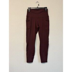 LF Love and Fit Women's Maroon Stay Put Leggings Mid Rise Crop Large